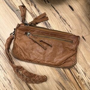 Cognac Soft Leather Wristlet